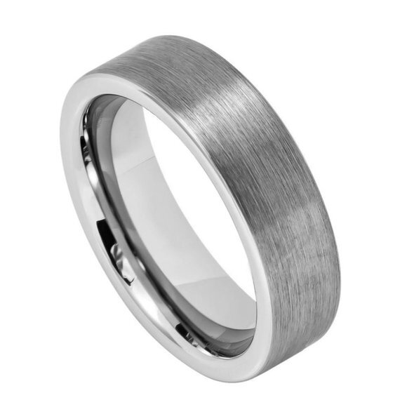 New Men or Women 6mm Brushed pipe cut flat Tungsten Wedding band Ring